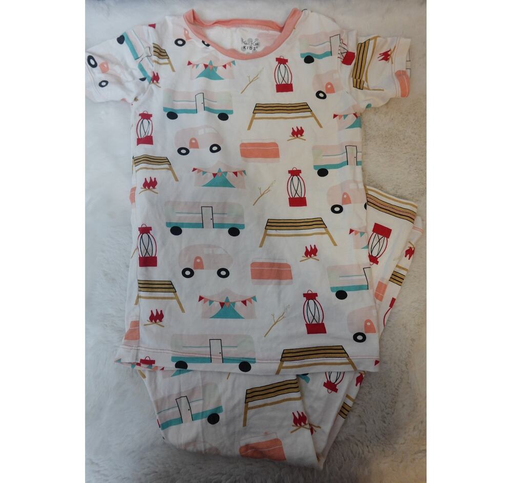 KicKee Pants Fresh Air Camping Print Girls PJ Set Size 8